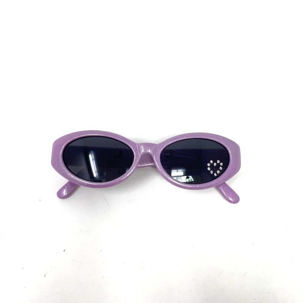 Mattel Barbie Child's Purple Sunglasses Crystal Heart Dark Lenses. J3